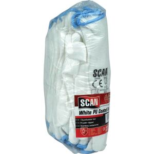 Scan PU Coated Work Gloves White L Pack of 12 Scan PU Coated Work Gloves White L Pack of 12