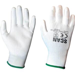 Scan PU Coated Work Gloves White M Pack of 12 Scan PU Coated Work Gloves White M Pack of 12