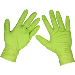 Sealey Diamond Grip Extra Thick Nitrile Powder Free Gloves Green XL Pack of 50 Sealey Diamond Grip Extra Thick Nitrile Powder Free Gloves Green XL Pack of 50