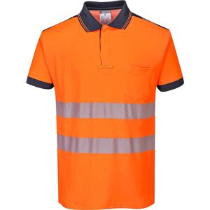 Portwest PW3 Hi Vis Cotton Comfort Polo Short Sleeve Shirt Orange / Navy 2XL Portwest PW3 Hi Vis Cotton Comfort Polo Short Sleeve Shirt Orange / Navy 2XL