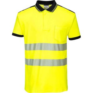 Portwest PW3 Hi Vis Cotton Comfort Polo Short Sleeve Shirt Yellow / Black 2XL Portwest PW3 Hi Vis Cotton Comfort Polo Short Sleeve Shirt Yellow / Black 2XL
