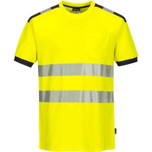 Portwest PW3 Hi Vis Cotton Comfort Short Sleeve T Shirt Yellow / Grey S Portwest PW3 Hi Vis Cotton Comfort Short Sleeve T Shirt Yellow / Grey S