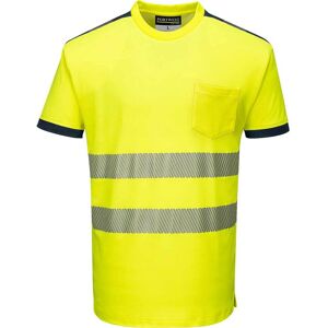 Portwest PW3 Hi Vis Cotton Comfort Short Sleeve T Shirt Yellow / Navy 2XL Portwest PW3 Hi Vis Cotton Comfort Short Sleeve T Shirt Yellow / Navy 2XL