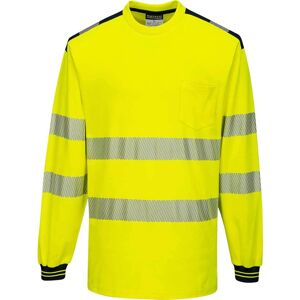 Portwest PW3 Hi Vis Cotton Comfort Long Sleeve T Shirt Yellow / Black 2XL Portwest PW3 Hi Vis Cotton Comfort Long Sleeve T Shirt Yellow / Black 2XL