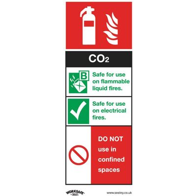 Sealey Rigid Plastic CO2 Fire Extinguisher Sign 75mm 210mm Standard Sealey Rigid Plastic CO2 Fire Extinguisher Sign 75mm 210mm Standard