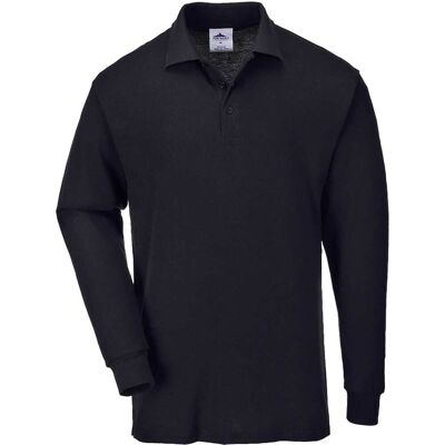 Portwest Mens Genoa Long Sleeved Polo Shirt Black S Portwest Mens Genoa Long Sleeved Polo Shirt Black S