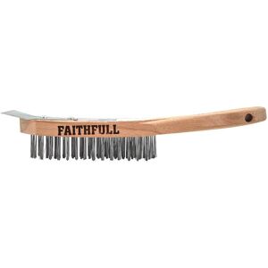 Faithfull Heavy Duty Wire Scratch Brush and Scraper 4 Rows Faithfull Heavy Duty Wire Scratch Brush and Scraper 4 Rows