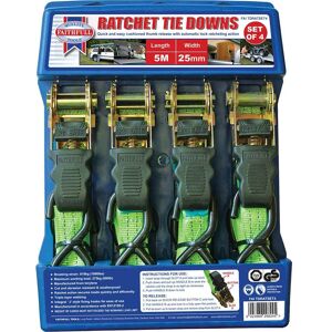 Faithfull 4 Piece Ratchet Tie Down Strap Set Faithfull 4 Piece Ratchet Tie Down Strap Set