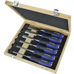 Faithfull Soft Grip 6 Piece Splitproof Bevel Edge Wood Chisel Set Faithfull Soft Grip 6 Piece Splitproof Bevel Edge Wood Chisel Set