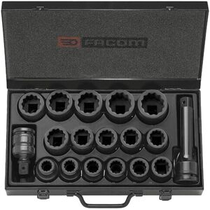 Facom 16 Piece 3/4" Drive Bi Hex Impact Socket Set Metric 3/4" Facom 16 Piece 3/4" Drive Bi Hex Impact Socket Set Metric 3/4"
