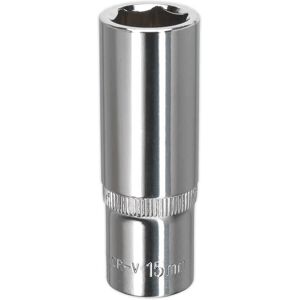 Sealey 3/8" Drive Polished Deep Hexagon WallDrive Socket Metric 3/8" 15mm Sealey 3/8" Drive Polished Deep Hexagon WallDrive Socket Metric 3/8" 15mm