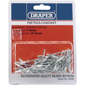 Draper Aluminium Pop Rivets 4mm 10mm Pack of 50 Draper Aluminium Pop Rivets 4mm 10mm Pack of 50