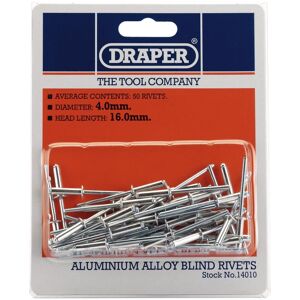 Draper Aluminium Pop Rivets 4mm 15.8mm Pack of 50 Draper Aluminium Pop Rivets 4mm 15.8mm Pack of 50
