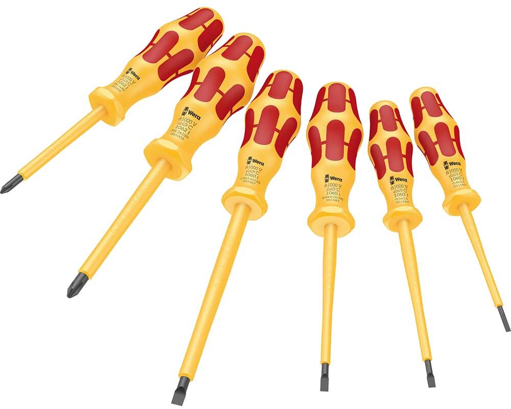 Wera 6 Piece 1060 I/1065 Kraftform VDE Slotted / Philips Screwdriver Set