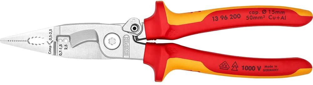 Knipex 13 96 VDE Insulated Electrical Multifunction Installation Pliers 200mm