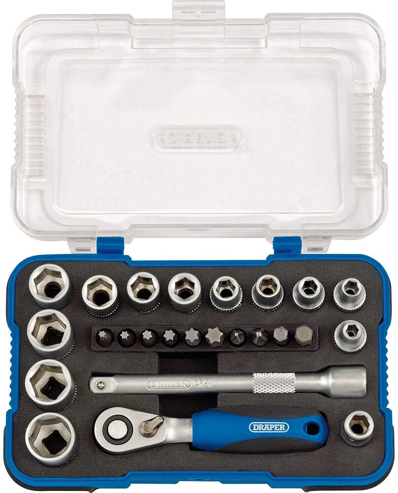 Draper 26 Piece 1/4" Drive Hex Socket and Screwdriver Bit Set Metric 1/4"