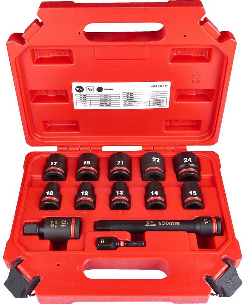 Milwaukee 13 Piece 1/2" Hex Shockwave Impact Standard Socket Set 1/2"