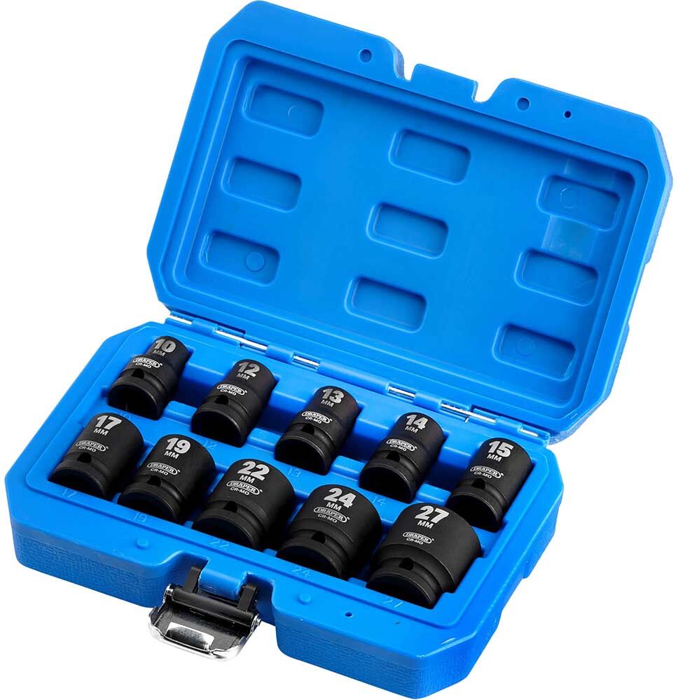 Draper 10 Piece 1/2" Drive Impact Hex Socket Set Metric 1/2"