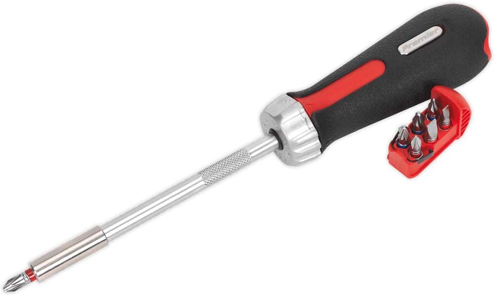 Sealey Platinum Series Fine Tooth Ratchet Screwdriver and 7 Piece Bit Set