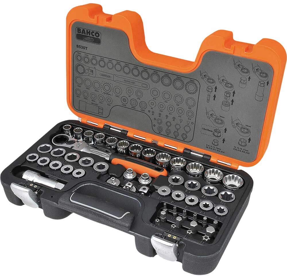 Bahco 53 Piece Combination Drive Pass Through Socket and Bit Set Metric Combination