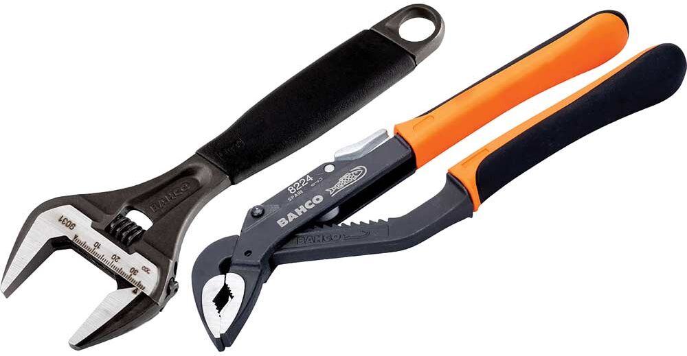 Bahco 2 Piece Water Pump Pliers and Adjustable Wrench Set