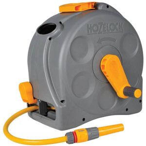 Hozelock Compact Enclosed Floor and Wall Mounted Hose Reel 1/2" / 12.5mm 25m Grey & Yellow