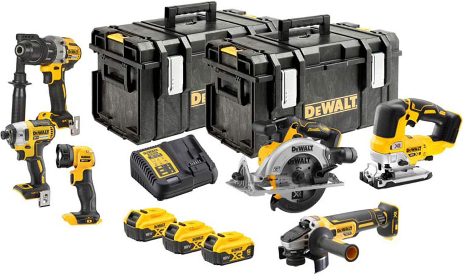 DeWalt DCK664P3 18v XR Cordless Brushless 6 Piece Power Tool Kit 3 x 5ah Li-ion Charger Case