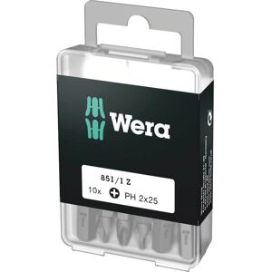 Wera 851/1Z SB Tough DIY Phillips Screwdriver Bits PH2 25mm Pack of 10 Wera 851/1Z SB Tough DIY Phillips Screwdriver Bits PH2 25mm Pack of 10