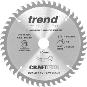 Trend CRAFTPRO Wood Cutting Saw Blade 162mm 48T 20mm Trend CRAFTPRO Wood Cutting Saw Blade 162mm 48T 20mm