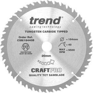 Trend CRAFTPRO Wood Cutting Saw Blade 184mm 40T 20mm Trend CRAFTPRO Wood Cutting Saw Blade 184mm 40T 20mm