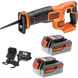 Black and Decker BDCR18 18v Cordless Reciprocating Saw 2 x 4ah Li-ion Battery Charger No Case Black and Decker BDCR18 18v Cordless Reciprocating Saw 2 x 4ah Li-ion Battery Charger No Case