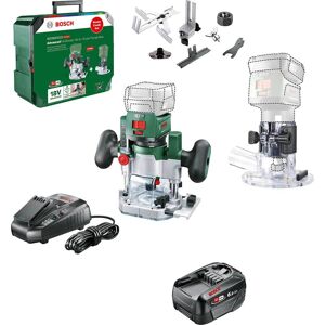 Bosch Home and Garden Bosch ADVANCEDTRIMROUTER 18V-8 P4A 18v Cordless Trim Router with Plunge Attachment 1 x 6ah Li-ion Battery Charger Case Bosch Home and Garden Bosch ADVANCEDTRIMROUTER 18V-8 P4A 18v Cordless Trim Router with Plunge Attachment 1 x 6ah Li-ion Battery Charger Case