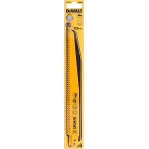 DeWalt Bi Metal Reciprocating Sabre Saw Blades for Wood 228mm Pack of 5 DeWalt Bi Metal Reciprocating Sabre Saw Blades for Wood 228mm Pack of 5