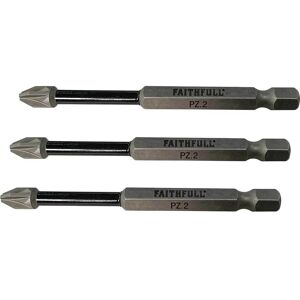 Faithfull Pozidriv Impact Screwdriver Bits PZ2 75mm Pack of 3 Faithfull Pozidriv Impact Screwdriver Bits PZ2 75mm Pack of 3