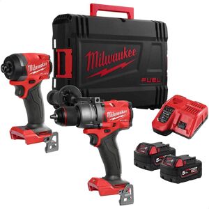 Milwaukee M18 FPP2A3 Fuel 18v Cordless Brushless Combi Drill and Impact Driver Kit 2 x 5ah Li-ion Battery Charger Case Milwaukee M18 FPP2A3 Fuel 18v Cordless Brushless Combi Drill and Impact Driver Kit 2 x 5ah Li-ion Battery Charger Case