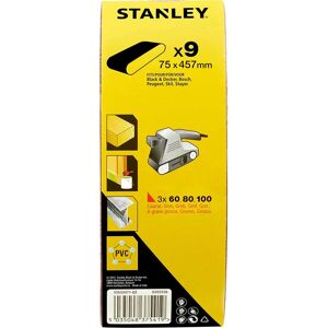 Stanley 75mm x 457mm Sanding Belts 75mm x 457mm Assorted Pack of 9 Stanley 75mm x 457mm Sanding Belts 75mm x 457mm Assorted Pack of 9