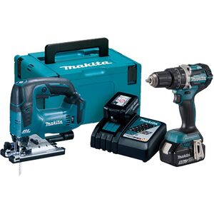 Makita DLX2202TJ1 18v LXT Cordless Brushless Combi Drill and Jigsaw Kit 2 x 5ah Li-ion Battery Charger Case Makita DLX2202TJ1 18v LXT Cordless Brushless Combi Drill and Jigsaw Kit 2 x 5ah Li-ion Battery Charger Case