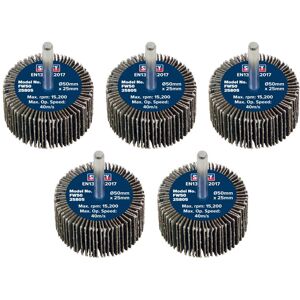 Sealey Flap Wheels Pack Of 5 50mm 25mm 80g Sealey Flap Wheels Pack Of 5 50mm 25mm 80g