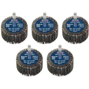 Sealey Flap Wheels Pack Of 5 50mm 25mm Assorted Sealey Flap Wheels Pack Of 5 50mm 25mm Assorted