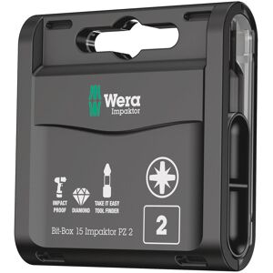 Wera Bit-Box Pozi Impaktor Screwdriver Bits PZ2 25mm Pack of 15 Wera Bit-Box Pozi Impaktor Screwdriver Bits PZ2 25mm Pack of 15