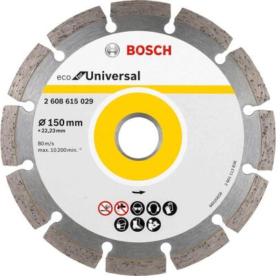 Bosch Professional Bosch ECO Universal Segmented Diamond Cutting Disc Pack of 10 150mm 2.1mm 22mm Bosch Professional Bosch ECO Universal Segmented Diamond Cutting Disc Pack of 10 150mm 2.1mm 22mm