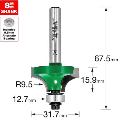 Trend C078x8mmtc 9.5mm Radius X 15.9mm Cut Rounding Over Cutter - Router Cutter Trend C078x8mmtc 9.5mm Radius X 15.9mm Cut Rounding Over Cutter - Router Cutter