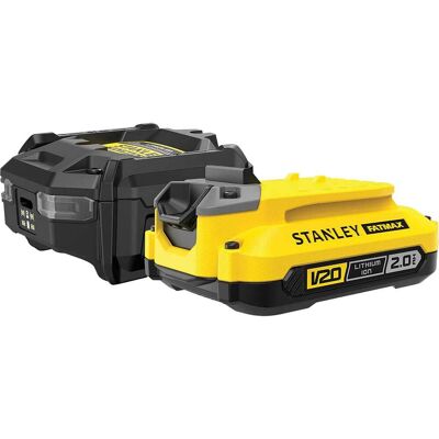 Stanley Fatmax V20 SFMCB10D1 18v 2ah Battery and Charger Starter Kit 2ah Stanley Fatmax V20 SFMCB10D1 18v 2ah Battery and Charger Starter Kit 2ah