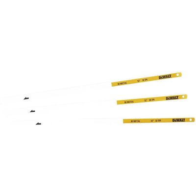 DeWalt Mixed Hacksaw Blades 12" / 300mm Assorted Pack of 3 DeWalt Mixed Hacksaw Blades 12" / 300mm Assorted Pack of 3