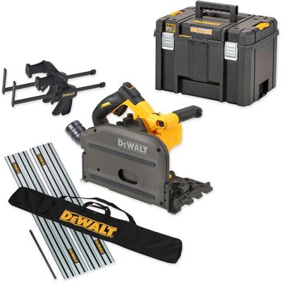 DeWalt DCS520 54v XR Cordless FlexVolt Plunge Saw and Guide Rails Kit No Batteries No Battery Charger Case DeWalt DCS520 54v XR Cordless FlexVolt Plunge Saw and Guide Rails Kit No Batteries No Battery Charger Case