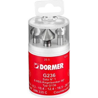 Dormer Countersink Set - 6 pcs, 90°, Sizes 6.3-20.5mm - Countersink set Dormer Countersink Set - 6 pcs, 90°, Sizes 6.3-20.5mm - Countersink set