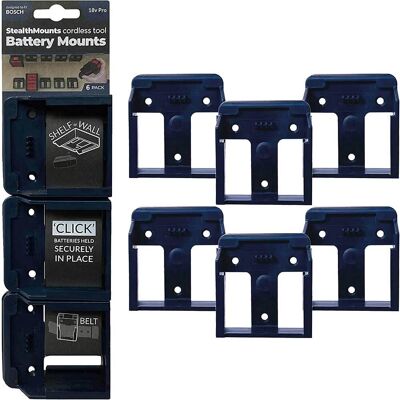 StealthMounts BM-BO18-BLU-6 Blue Battery Holder for Bosch 18V - Battery Accessory StealthMounts BM-BO18-BLU-6 Blue Battery Holder for Bosch 18V - Battery Accessory