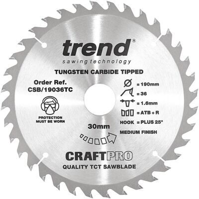 Trend CraftPro TCT Cordless Thin Kerf Sawblade - Wood Trend CraftPro TCT Cordless Thin Kerf Sawblade - Wood