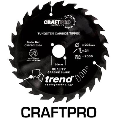 Trend CraftPro PTFE Coated TCT Circular Saw Blade - 250mm, 60 Teeth, 30mm Bore Trend CraftPro PTFE Coated TCT Circular Saw Blade - 250mm, 60 Teeth, 30mm Bore