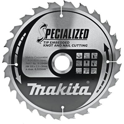 Makita SPECIALIZED Knot and Nail Cutting Saw Blade 235mm 24T 30mm Makita SPECIALIZED Knot and Nail Cutting Saw Blade 235mm 24T 30mm